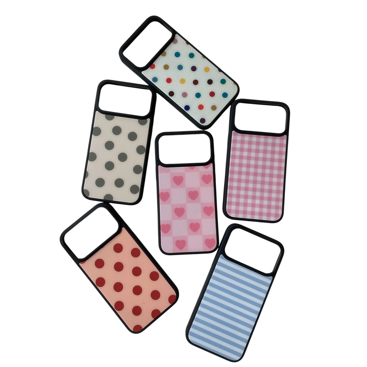 Matte Phone Case Bundle for iPhone, Polka Dot, Plaid & Stripe MagSafe Light Tough Cover Set – Mewvia