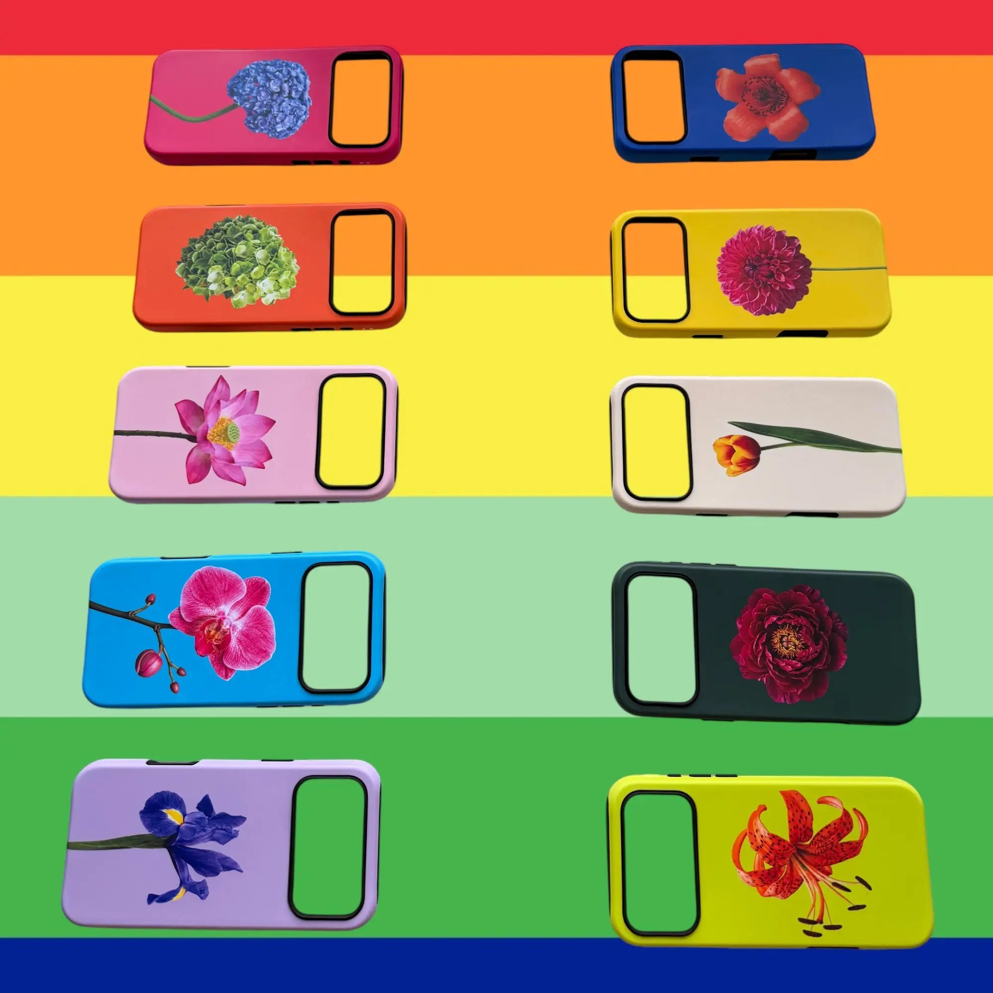 Colorful Colorblock Floral Phone Case Bundle, Vibrant Pop Art MagSafe Matte Cover & Accessories Set