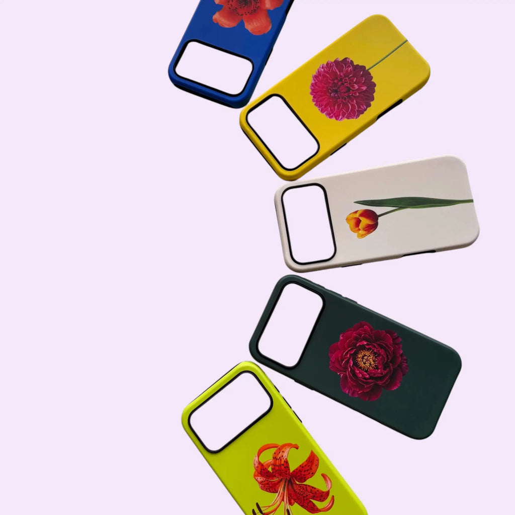 Colorful Colorblock Floral Phone Case Bundle, Vibrant Pop Art MagSafe Matte Cover & Accessories Set