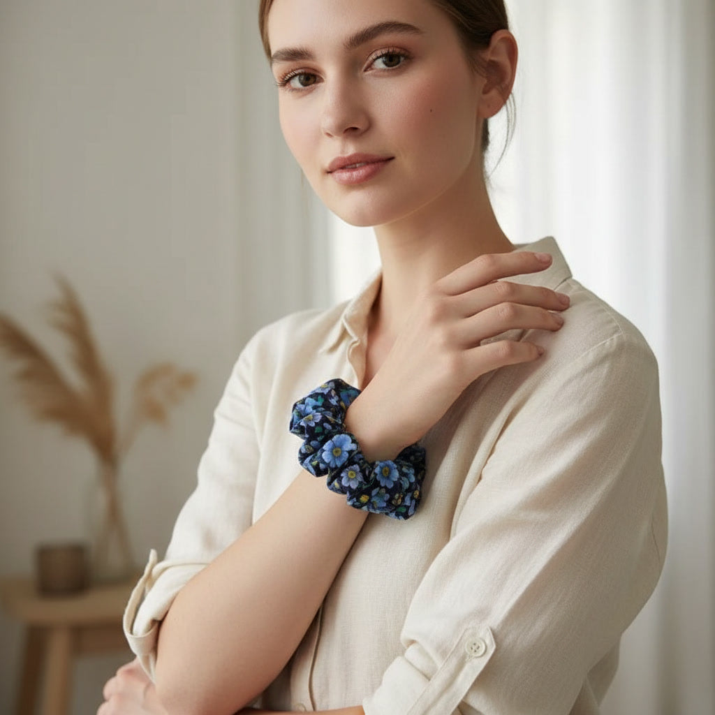 The 'Ocean' Floral Scrunchie