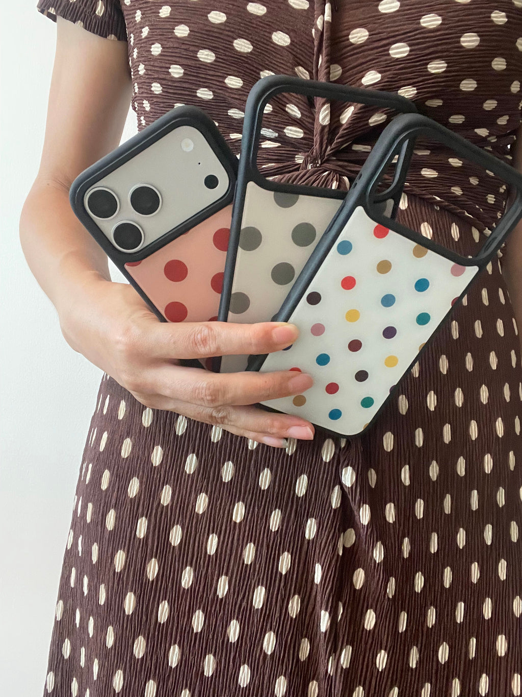 Matte Phone Case Bundle for iPhone, Polka Dot, Plaid & Stripe MagSafe Light Tough Cover Set – Mewvia