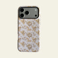 Front view of Mewvia Coquette Bow & Daisy case for iPhone 17 Pro Max, showcasing the intricate floral and ribbon patterns with MagSafe compatibility.