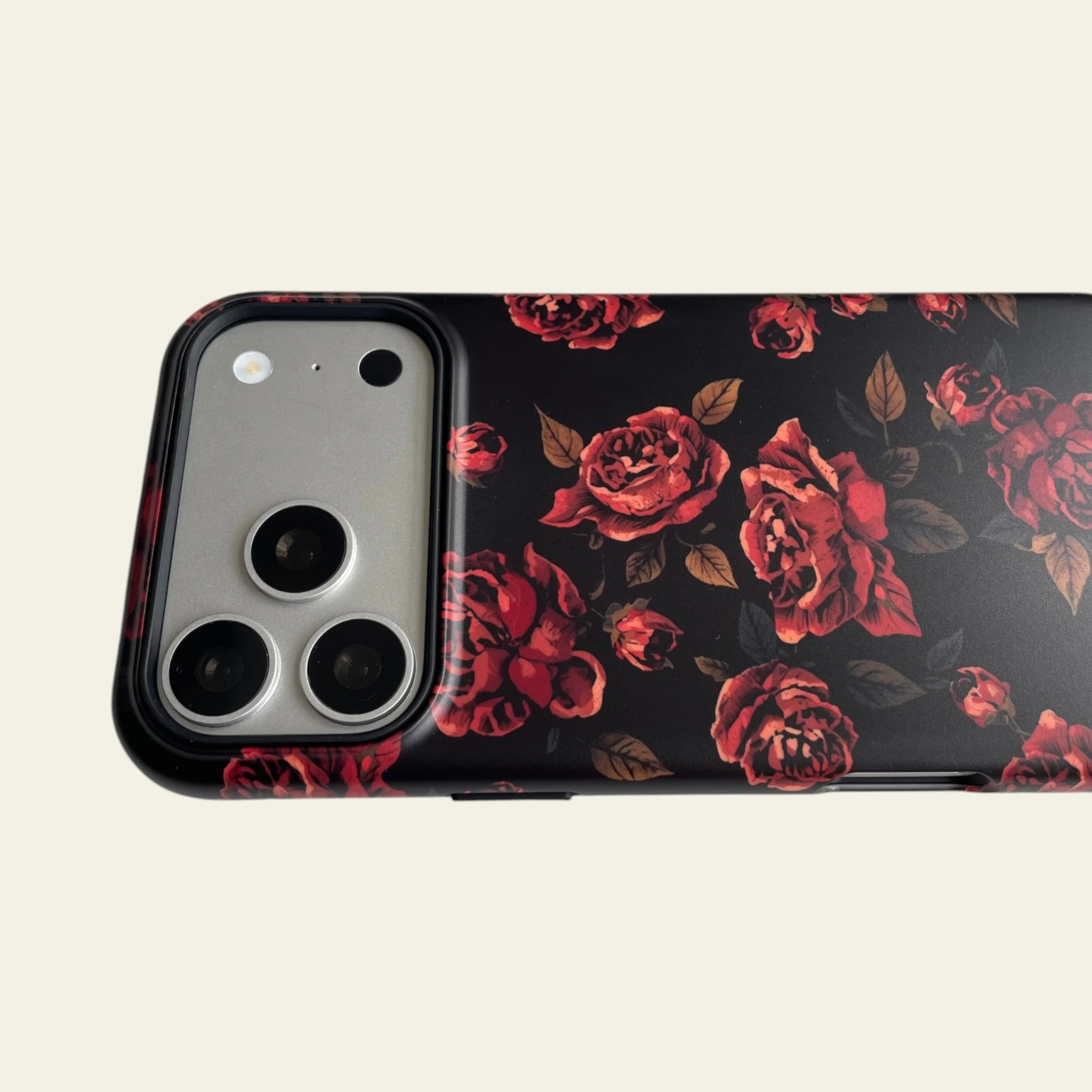 Close-up of the premium matte finish on the Midnight Rose case, highlighting the fingerprint-resistant surface that is not easy to fade.