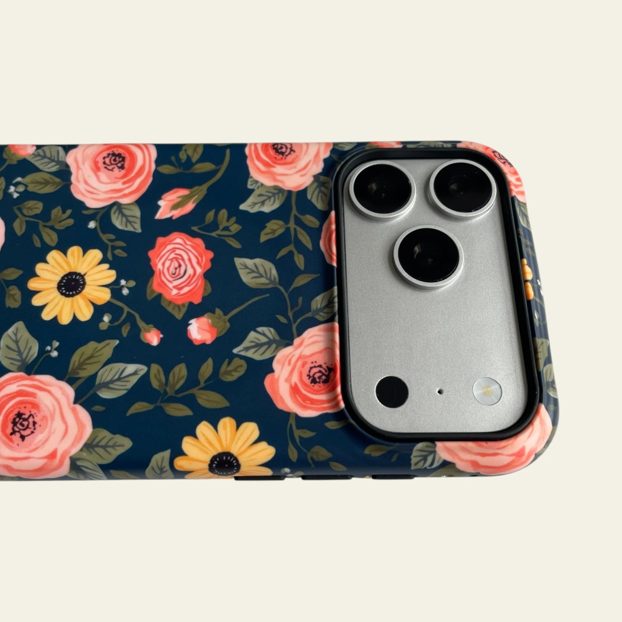 Detailed shot of the raised black camera bezel on the iPhone 17 Pro Max case, ensuring professional-grade lens protection.