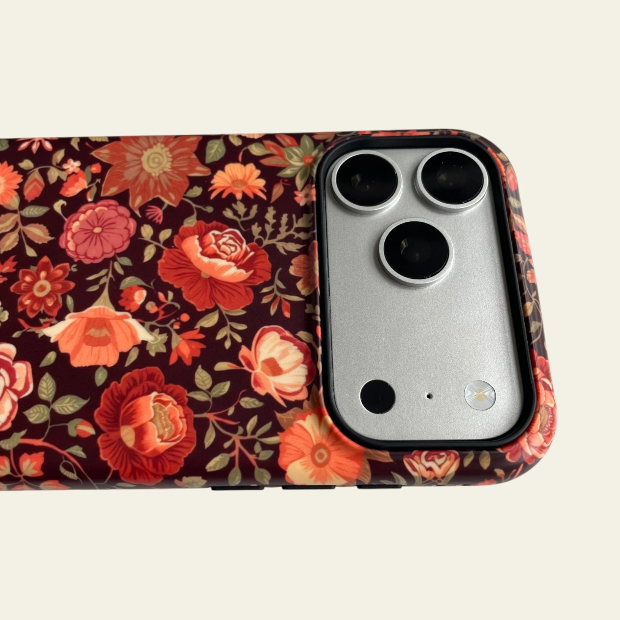 Detailed view of the raised camera bezel on the iPhone 17 Pro Max case, ensuring enhanced lens safety and protection.